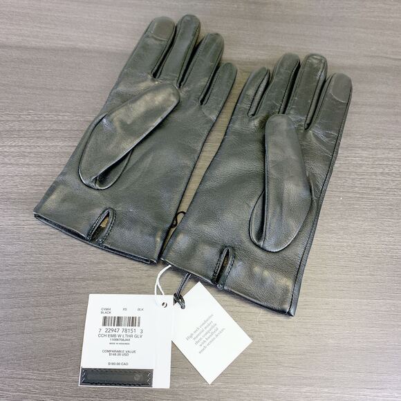 Coach Leather Tech Gloves XS - Picture 1 of 3